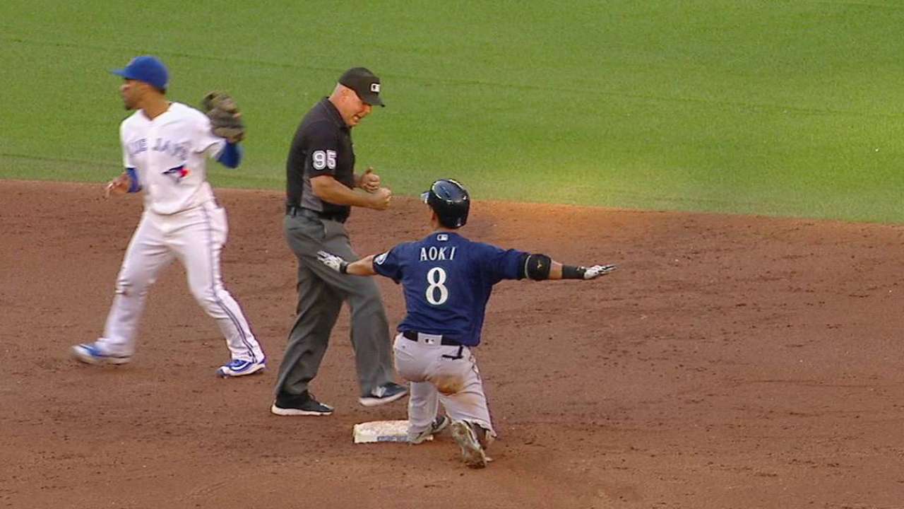 Aoki's double to left