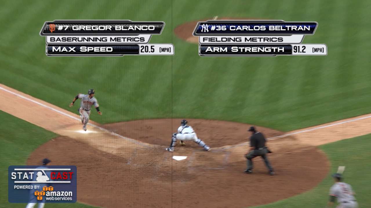 Beltran shows off defense in win over Giants