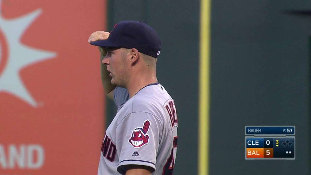 Bauer strikes out Trumbo