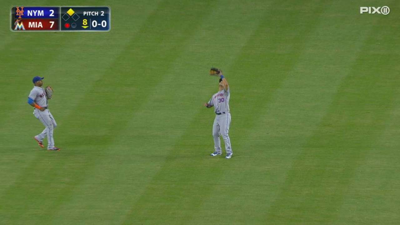 Conforto gets taste of center field for first time