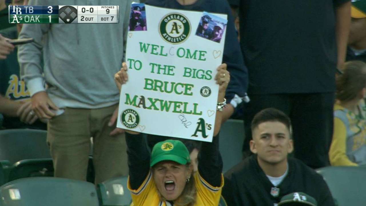 A's call up Maxwell, place Vogt on family leave