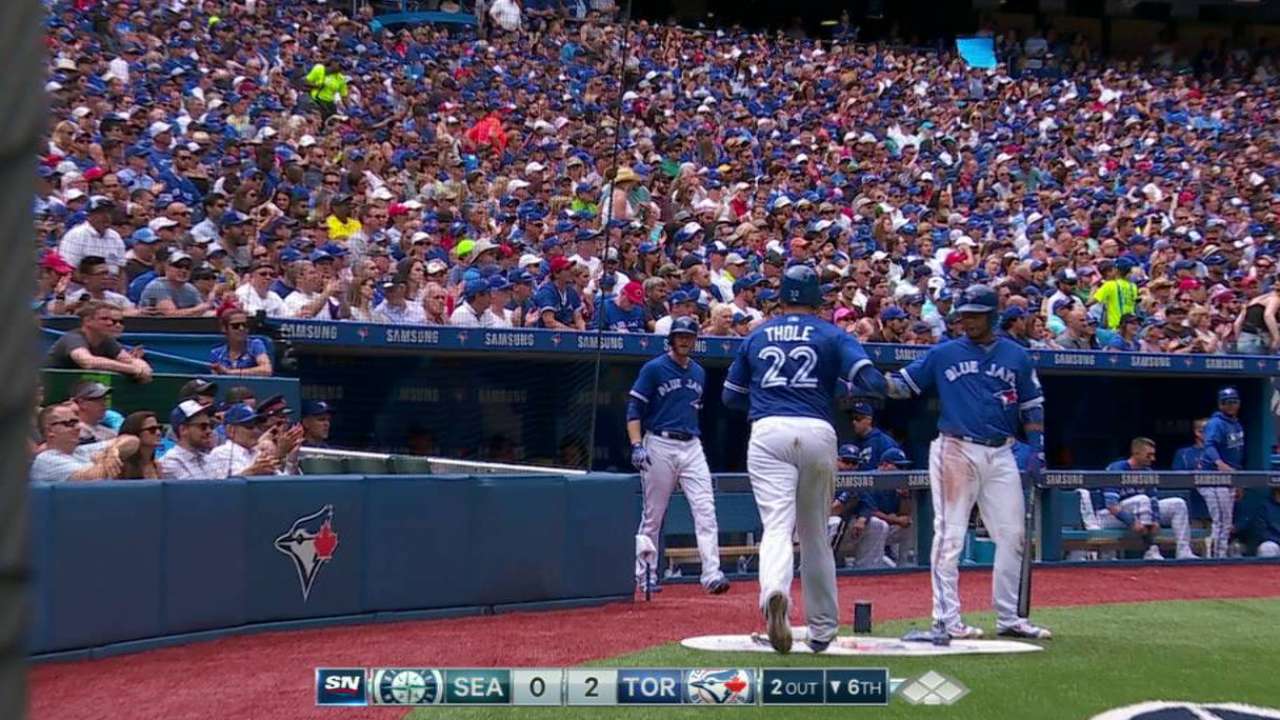 Thole scores on double play