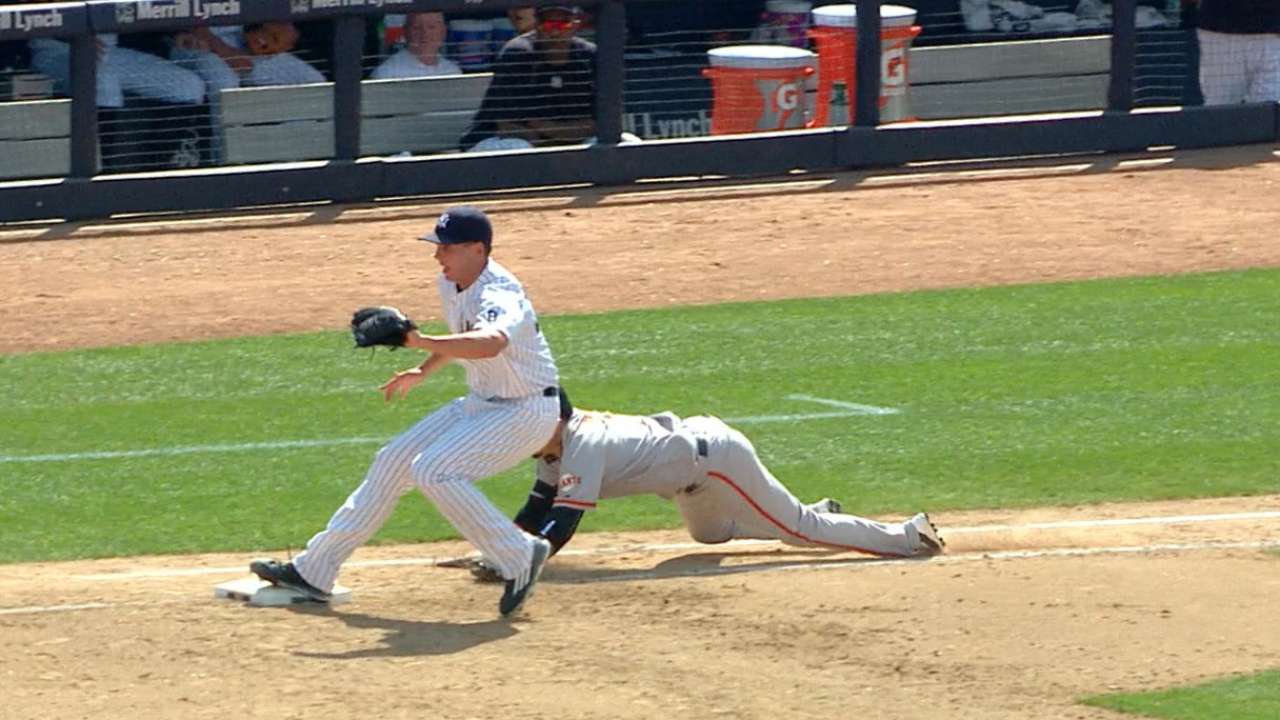 Yankees stun Giants with rare DP combo