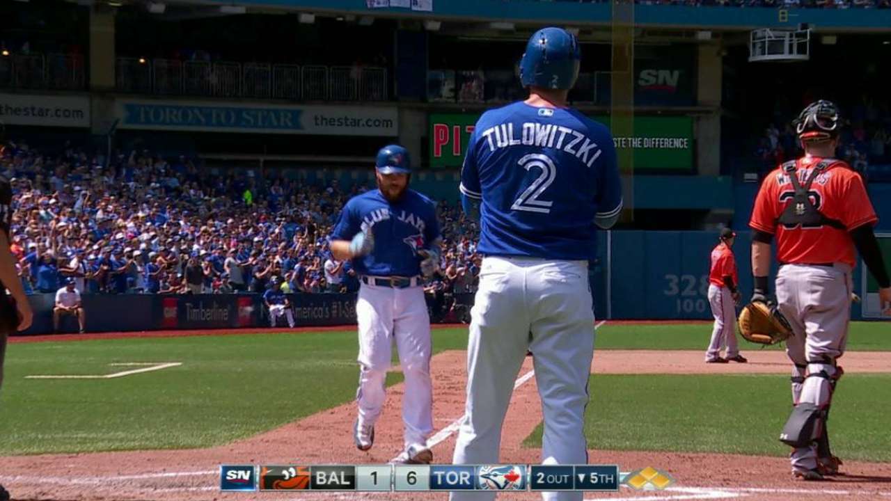 Happ(y) Jays! 11 K's, 7-run 5th, 1st place