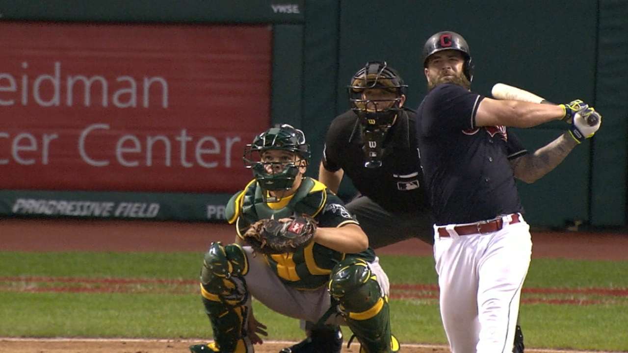 Tribe launches 4 HRs as Tomlin limits A's