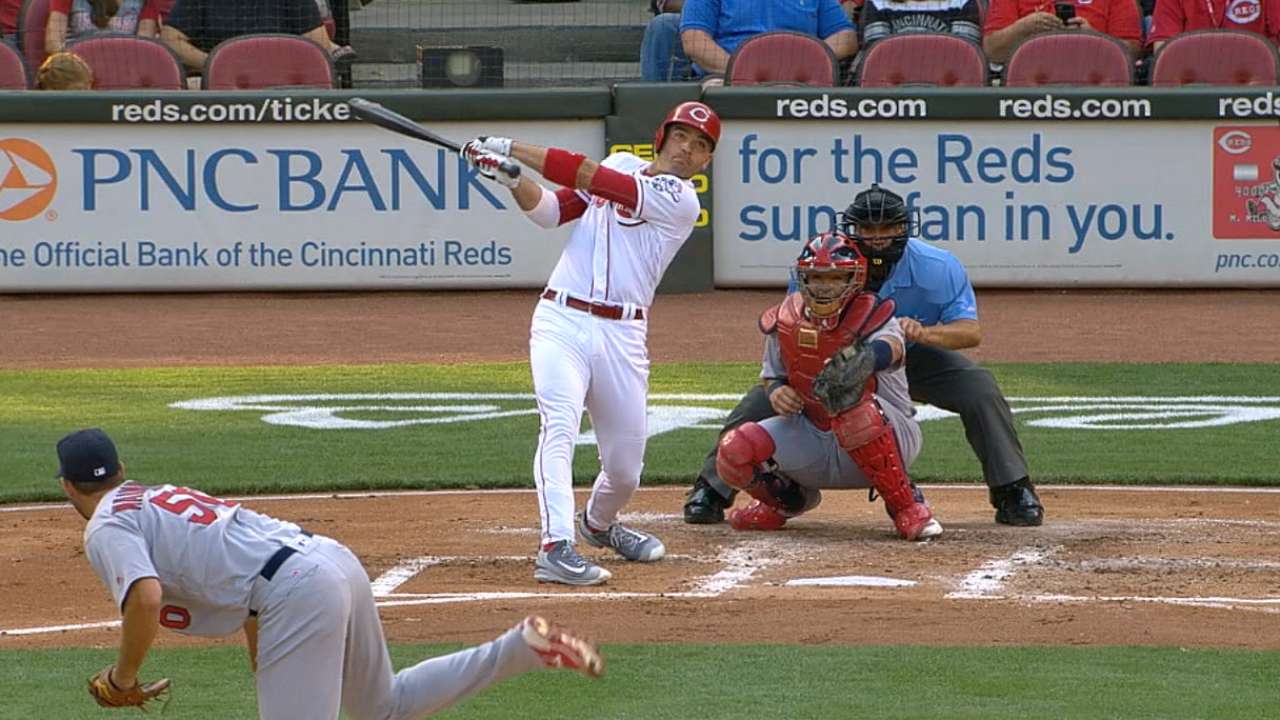 Votto reaches base five times