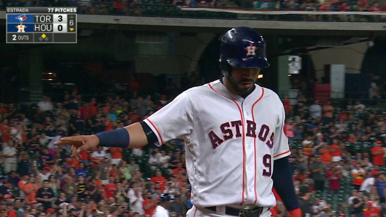 Astros held to Altuve's RBI 2B in loss to Jays