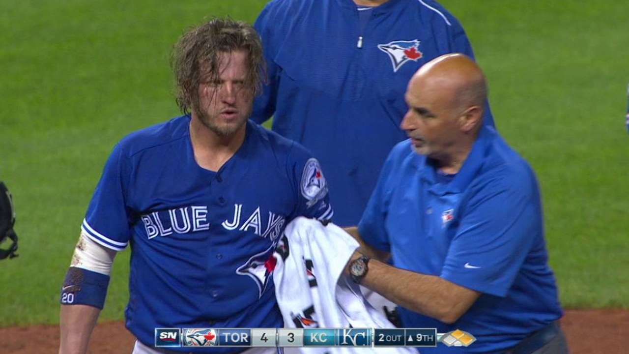 Donaldson OK after high HBP in win vs. Royals