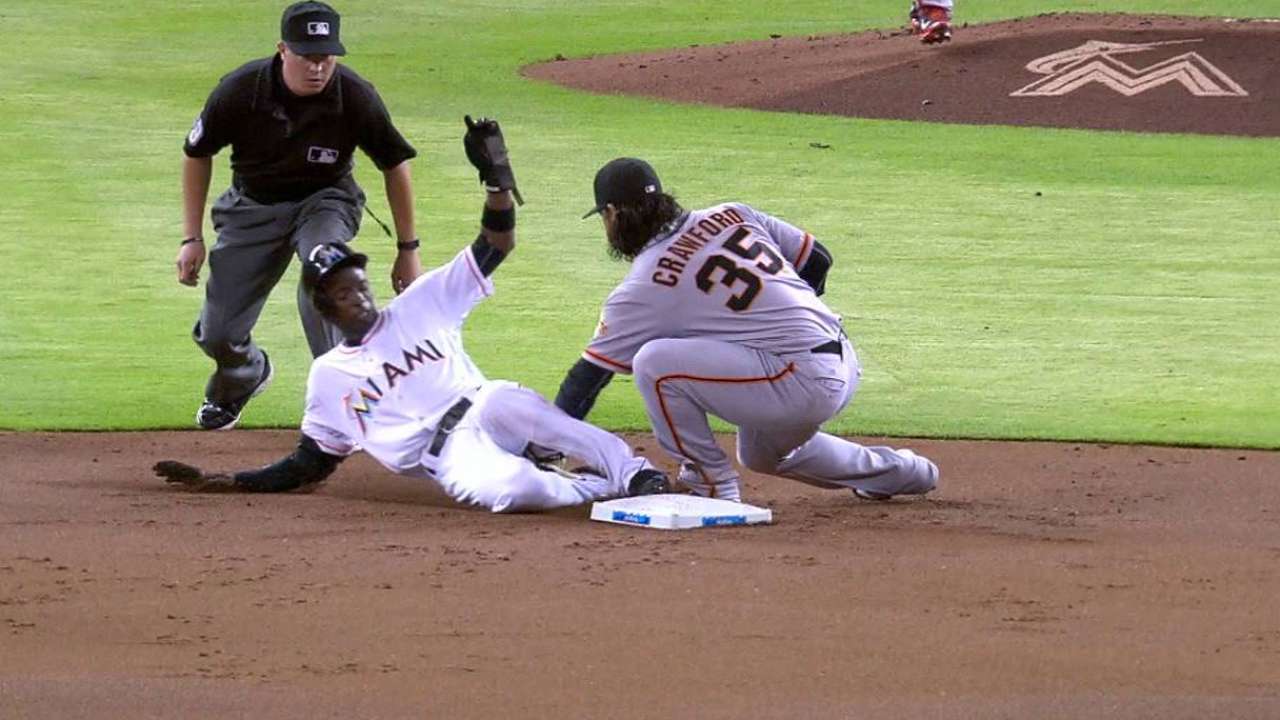 Gordon steals second base