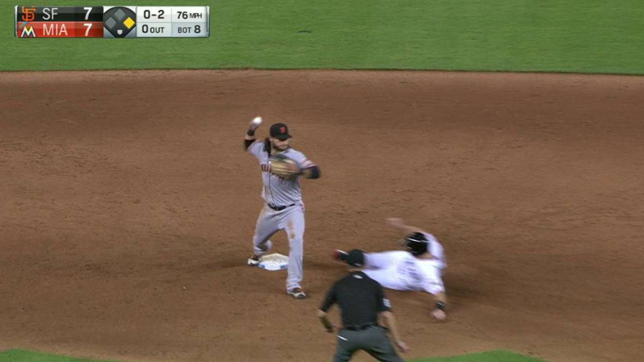 Posey starts a double play
