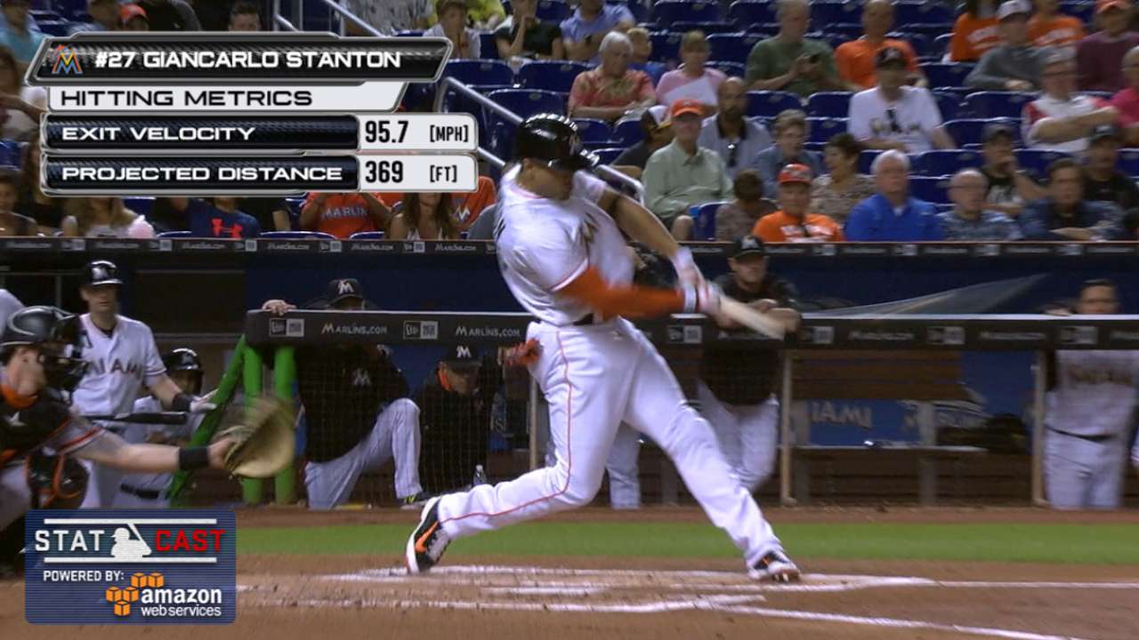 Statcast: Stanton breaks bat