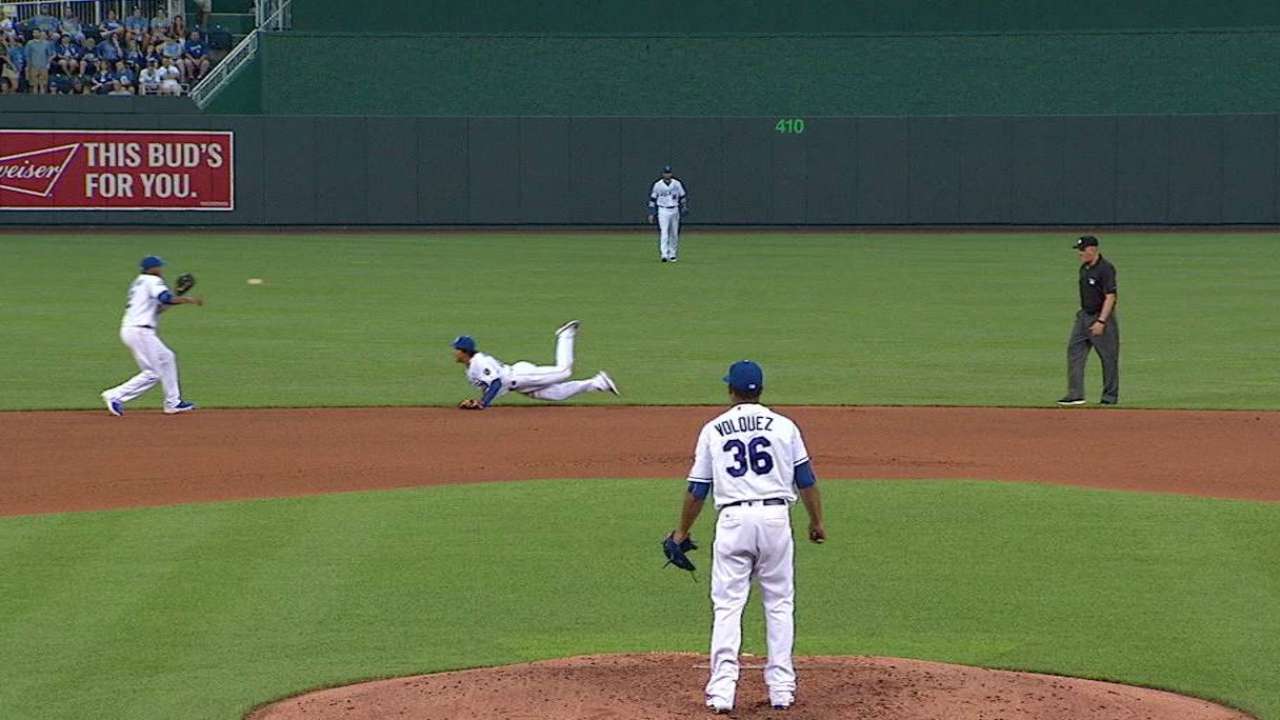 Mondesi's slide, flip to Escobar gets Abreu