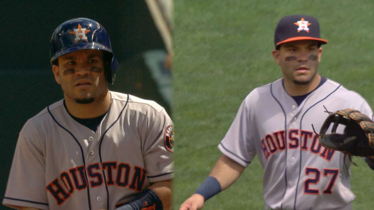 With season-high 19 hits, Astros roll in Game 1