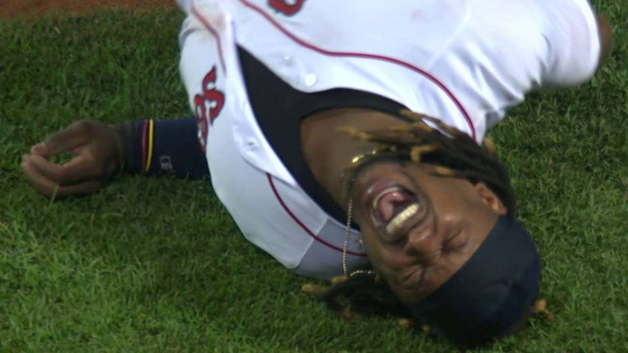 Hanley injured on nasty collision at first
