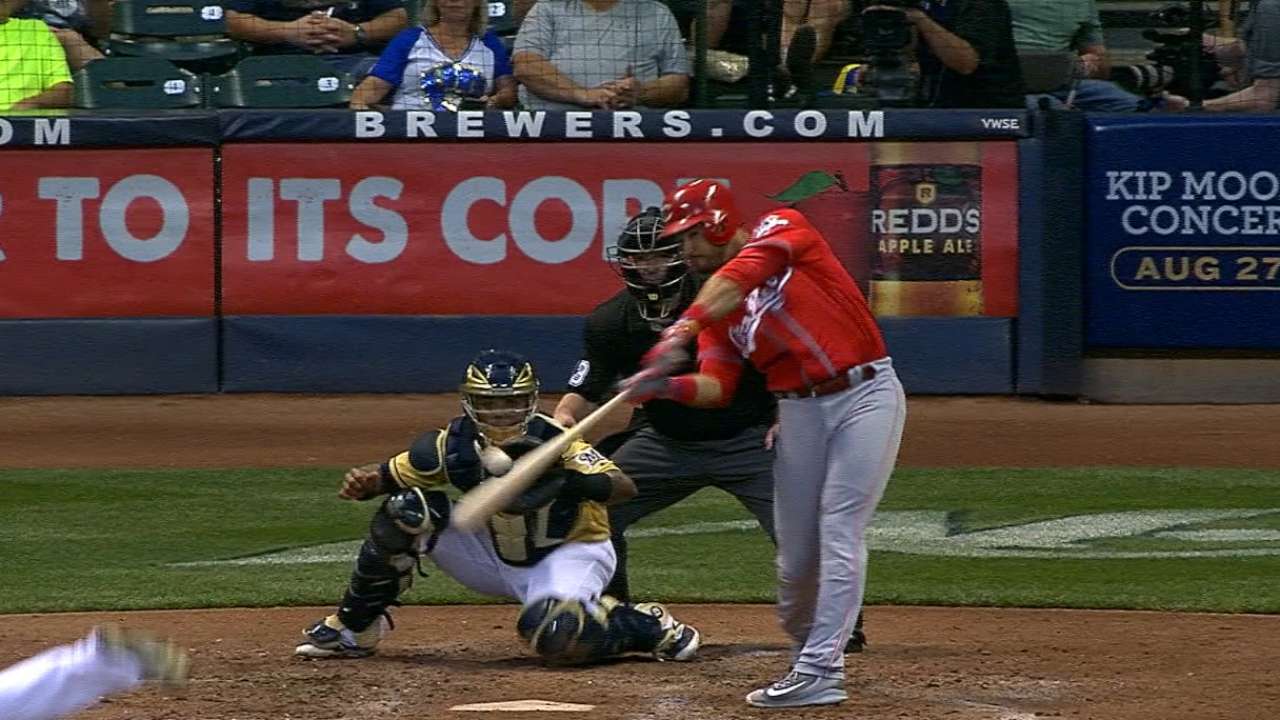 Reds ride 8-run inning to thump Brewers