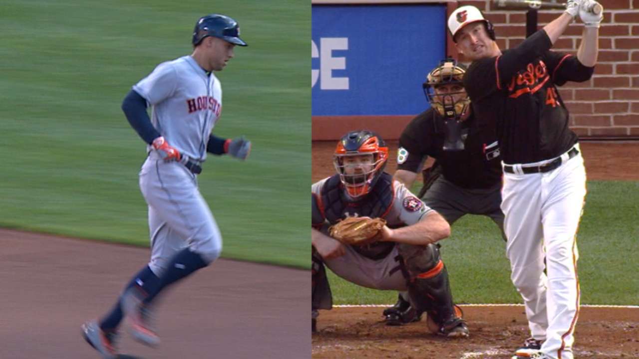 Astros and O's belt nine homers