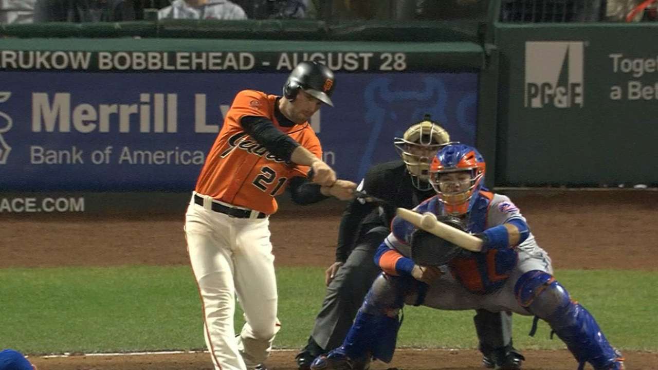 Giants plate five runs in 8th