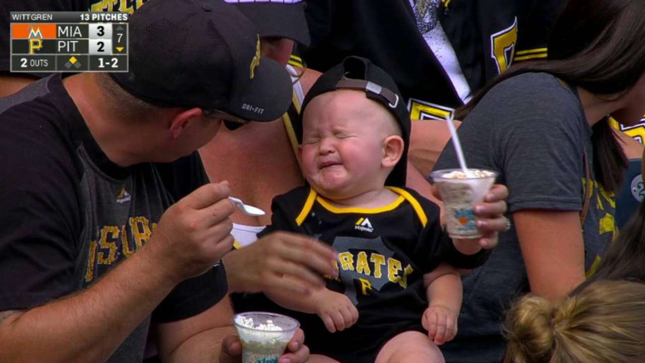 This Pirates baby really wanted to eat some ice cream but UGH brain freeze