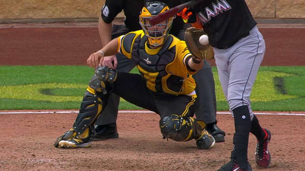 Rojas gets hit by a pitch