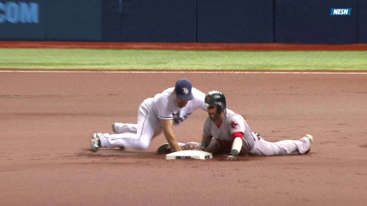 Pedroia's steal survives review