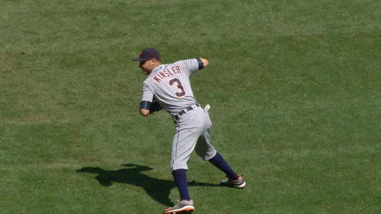 Kinsler shows off glove skills