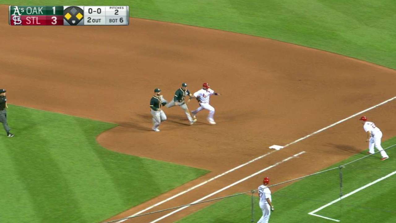 Crisp's double play on sac fly