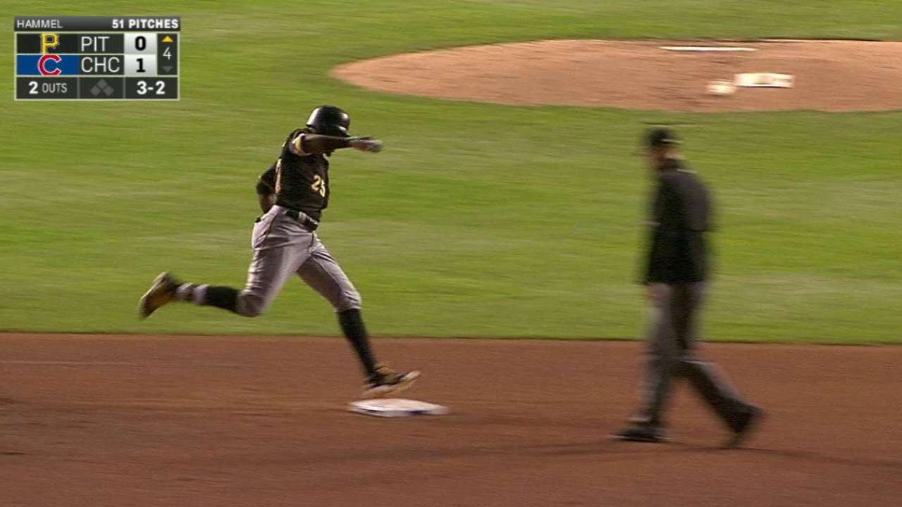 Polanco triples to right