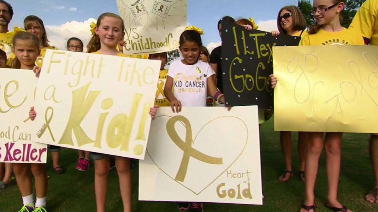 Gold ribbons for kids' cancer