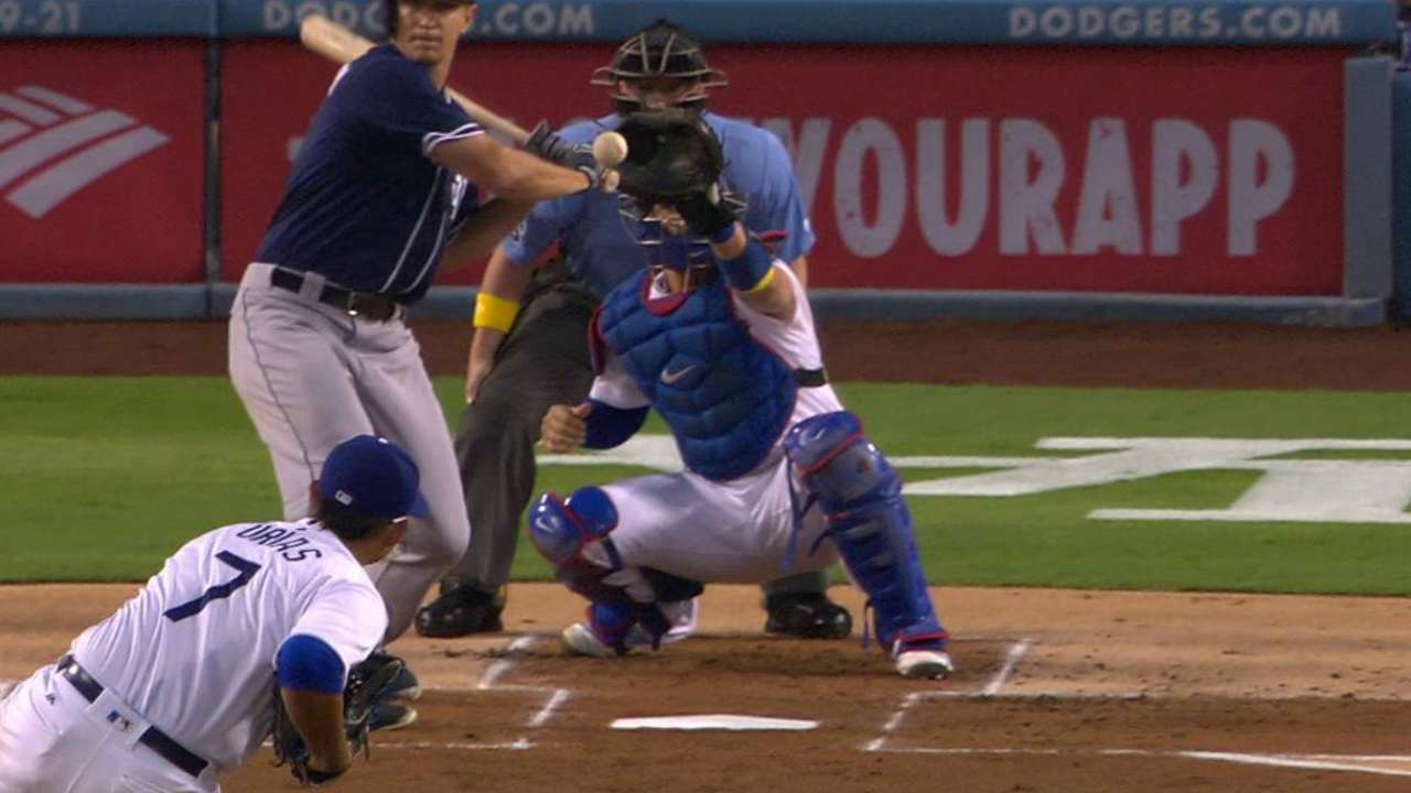 Padres challenge, Dickerson hit