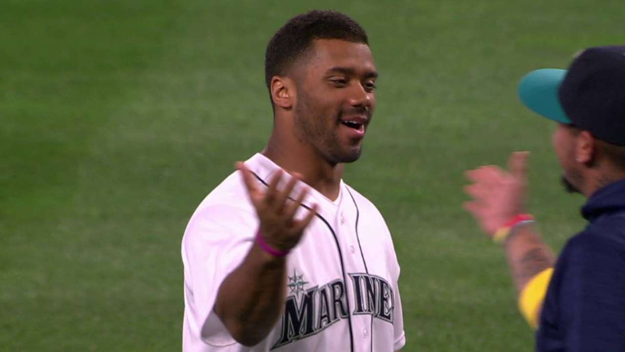 Russell Wilson's first pitch