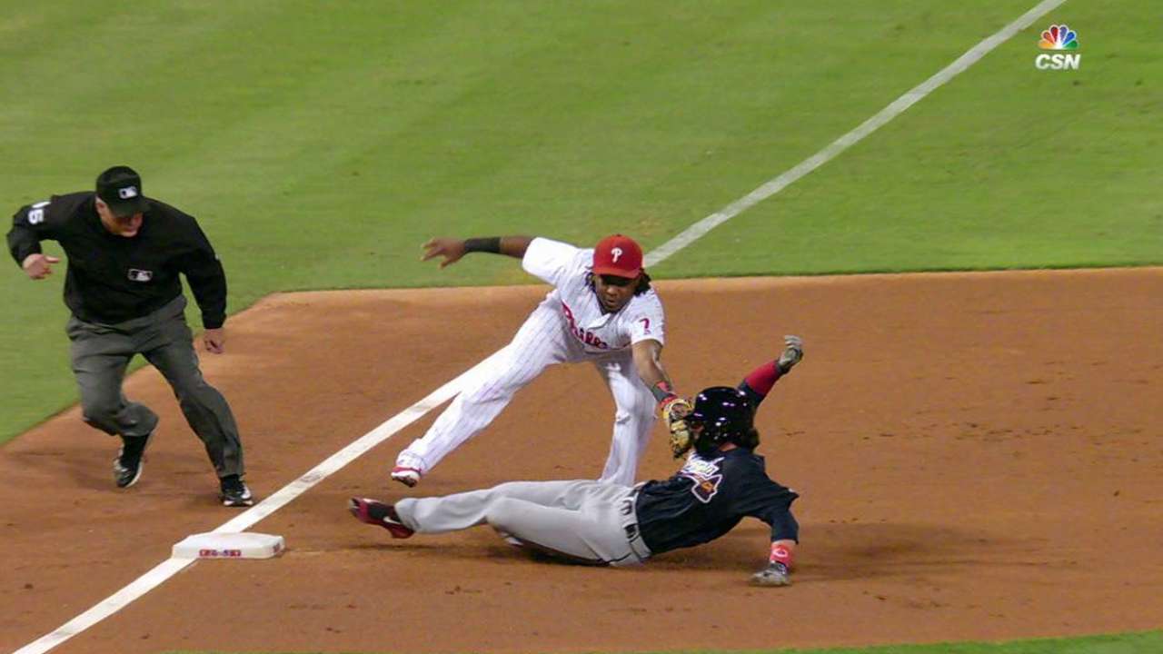 Franco tags out Swanson at third