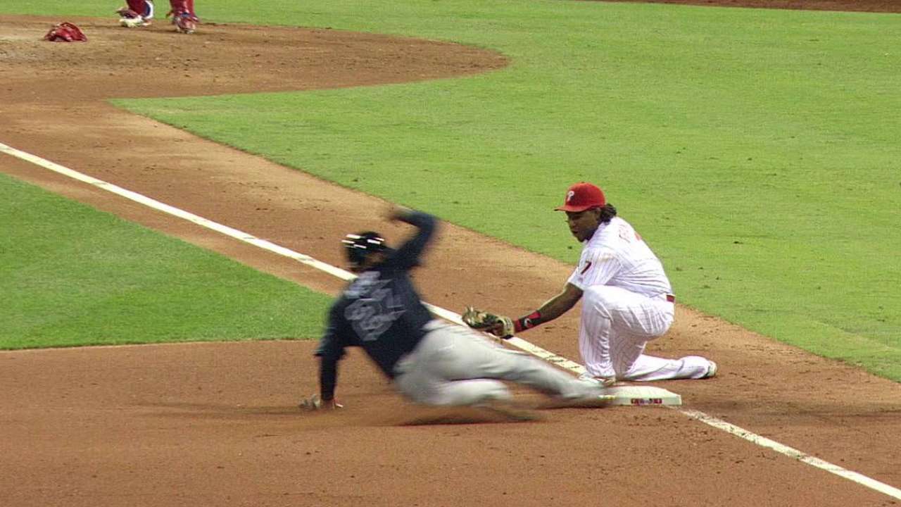 Kemp takes third on passed ball