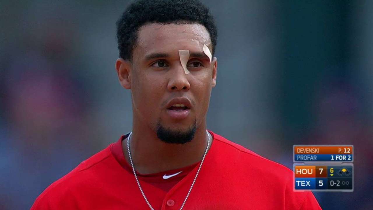 Gomez steals second base