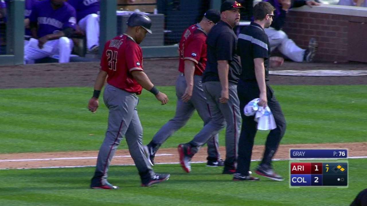 Tomas gets hurt after swing