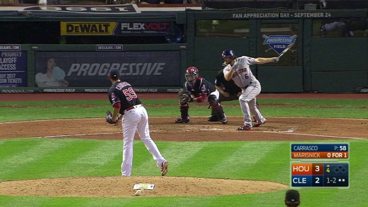 Indios aguantan para llevarse victoria ante Astros