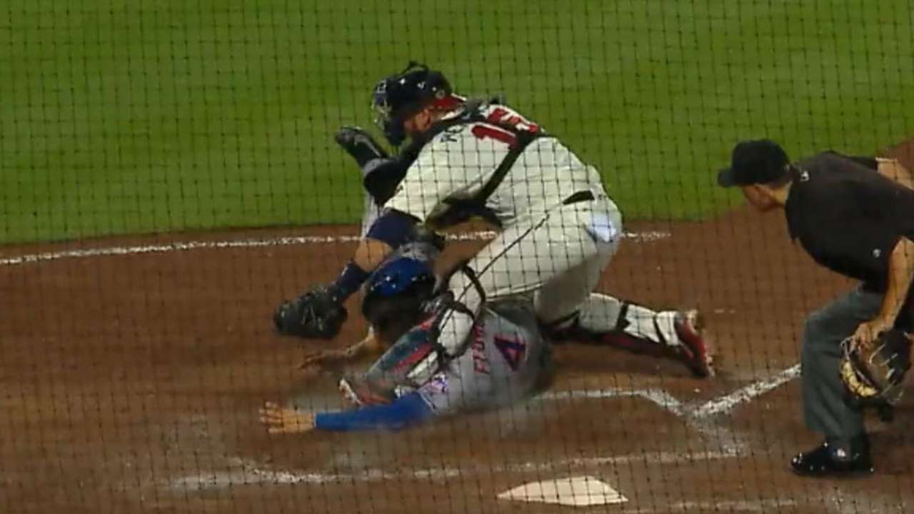 Flores exits after collision