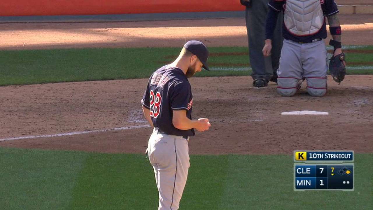 Kluber's 10th strikeout