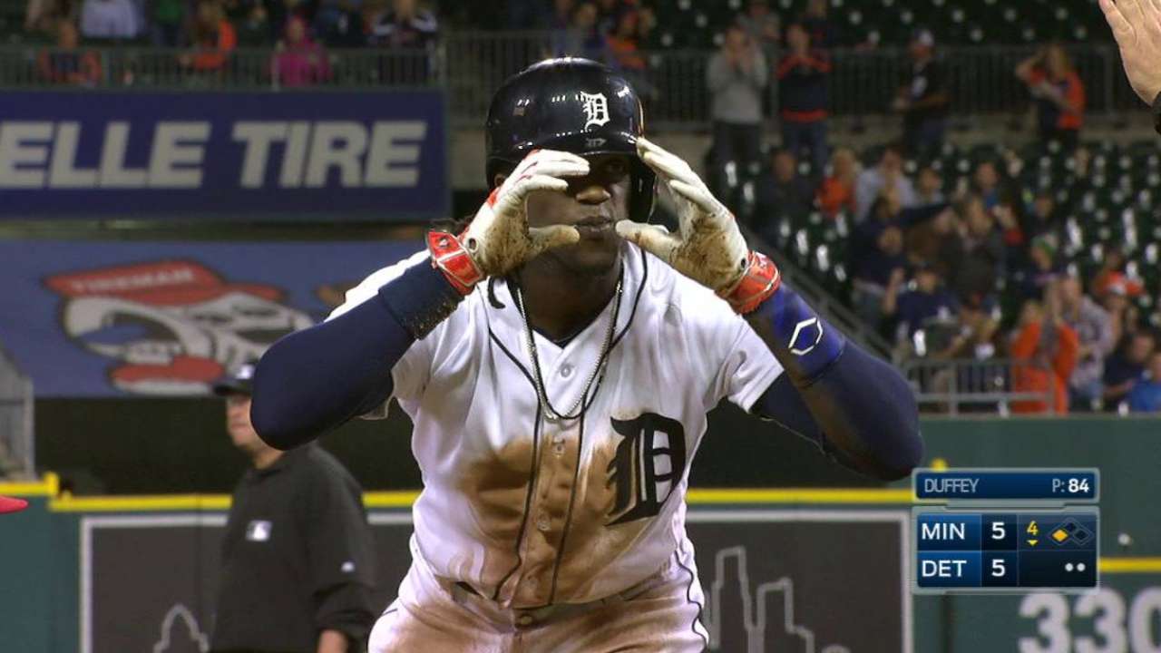 Maybin shows speed on RBI triple