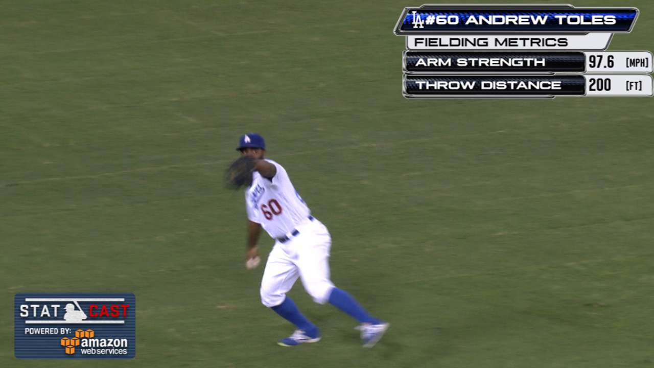 Statcast: Toles' 98-mph throw