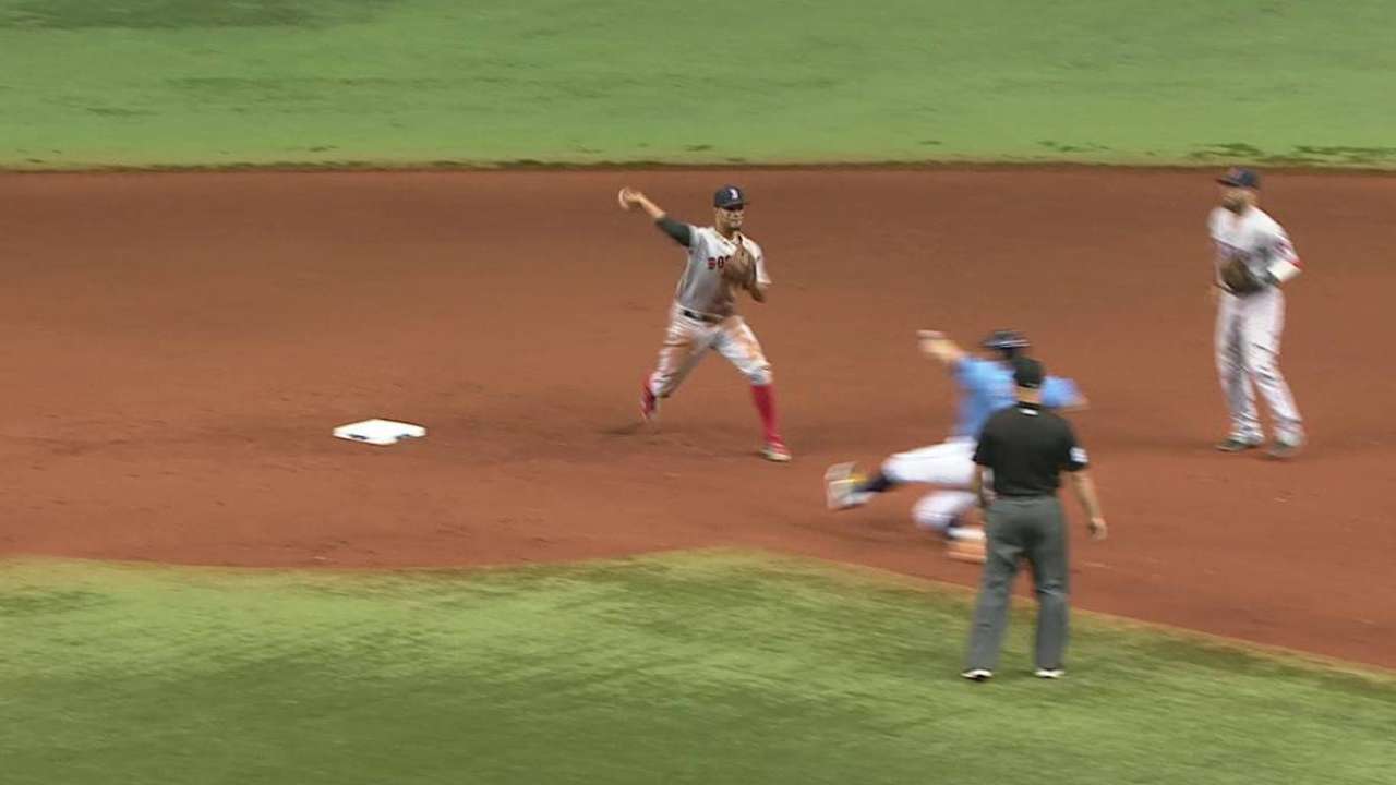 Pedroia sets up a big DP