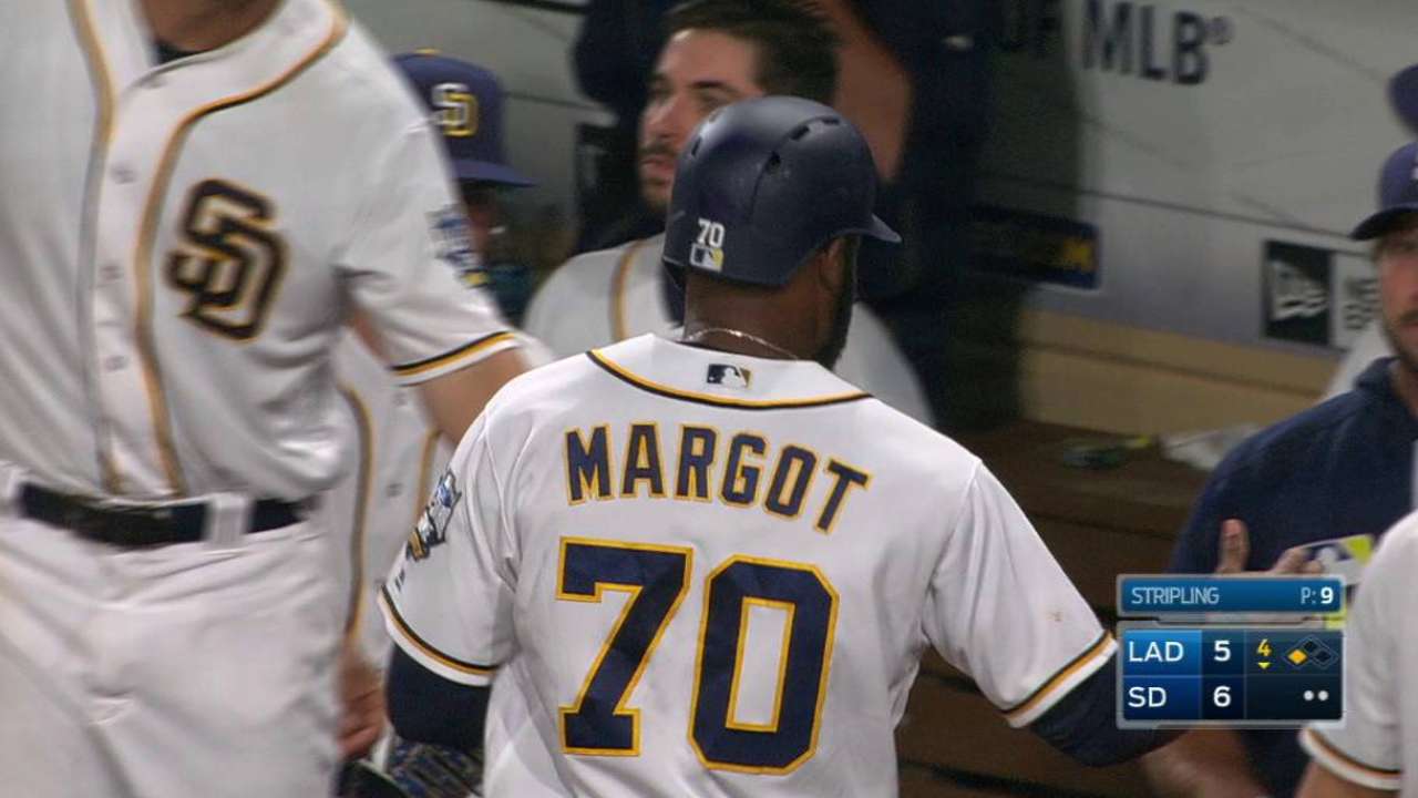 Margot scores on a groundout