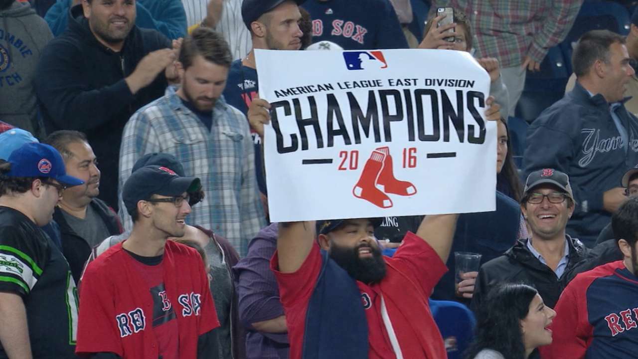 Red Sox win 3rd AL East title in 10 seasons