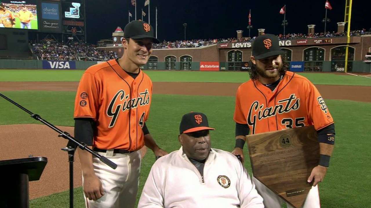 Crawford, Lopez share Giants' Willie Mac Award