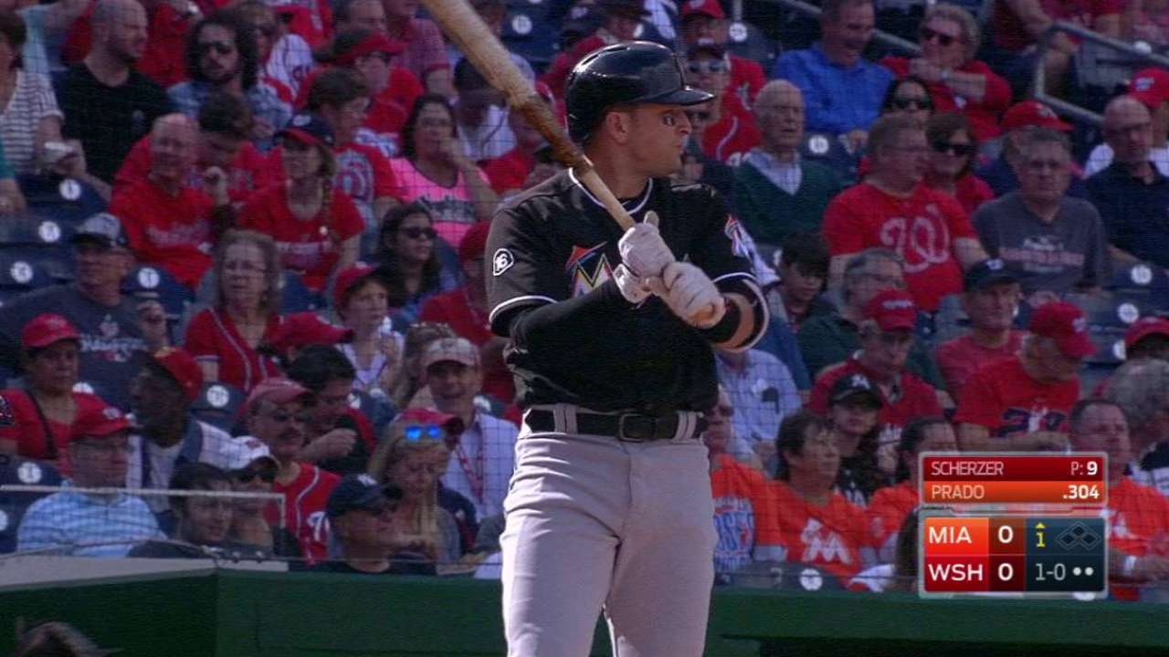 Prado singles to stay in game