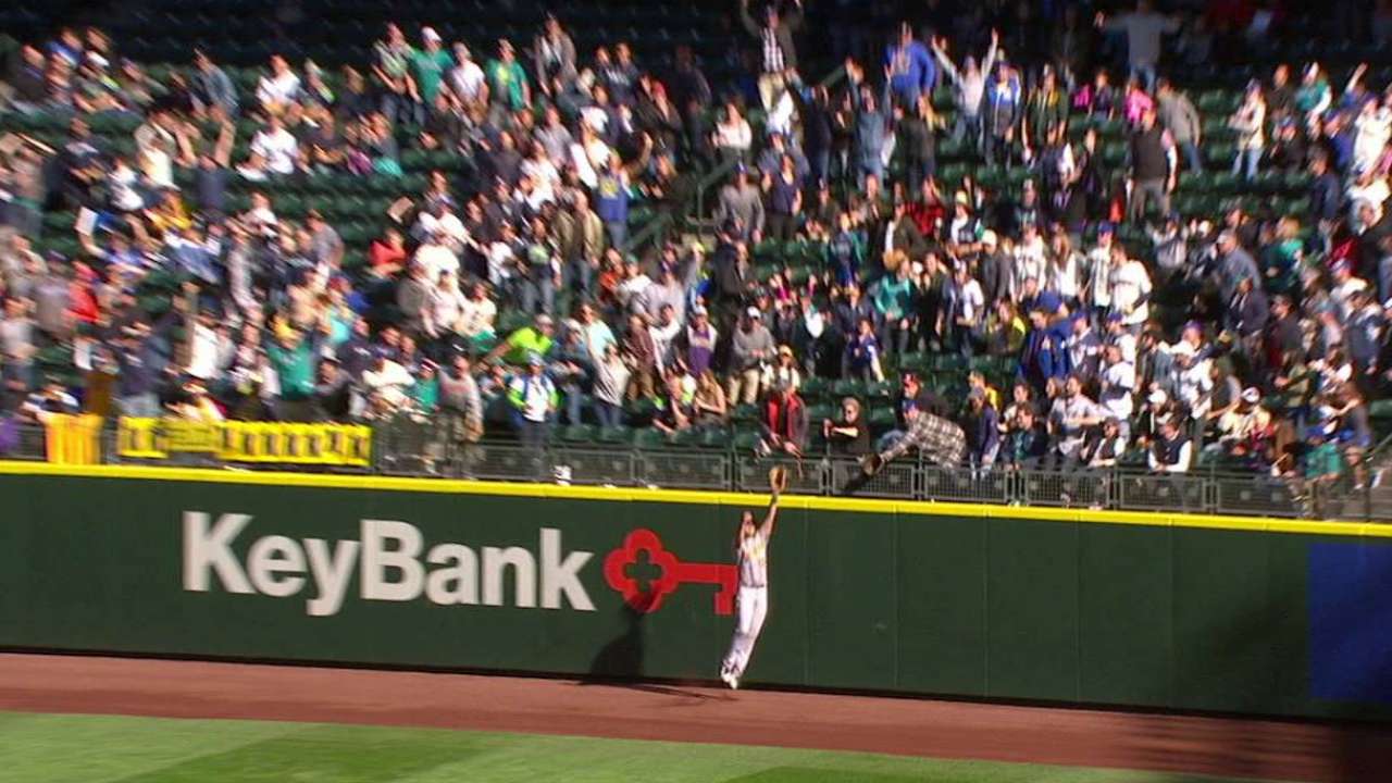 Olson's leaping grab