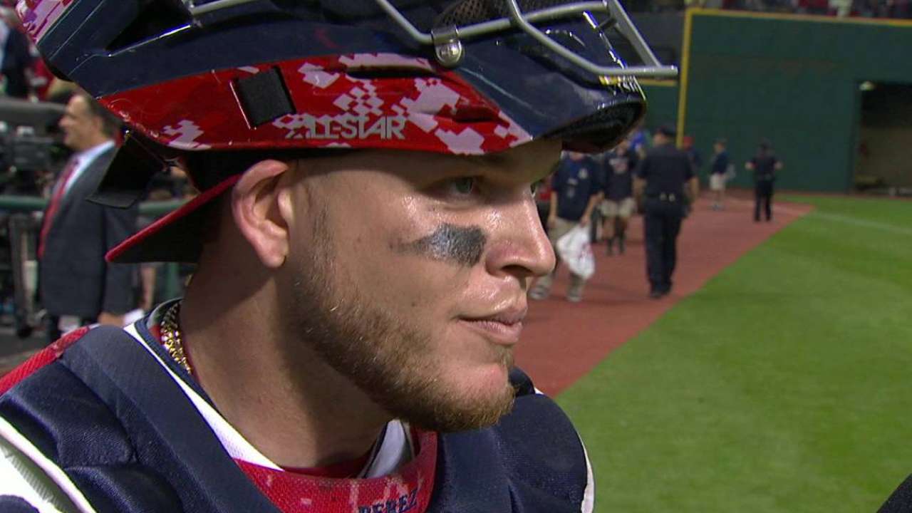 Perez makes splash in 1st postseason game