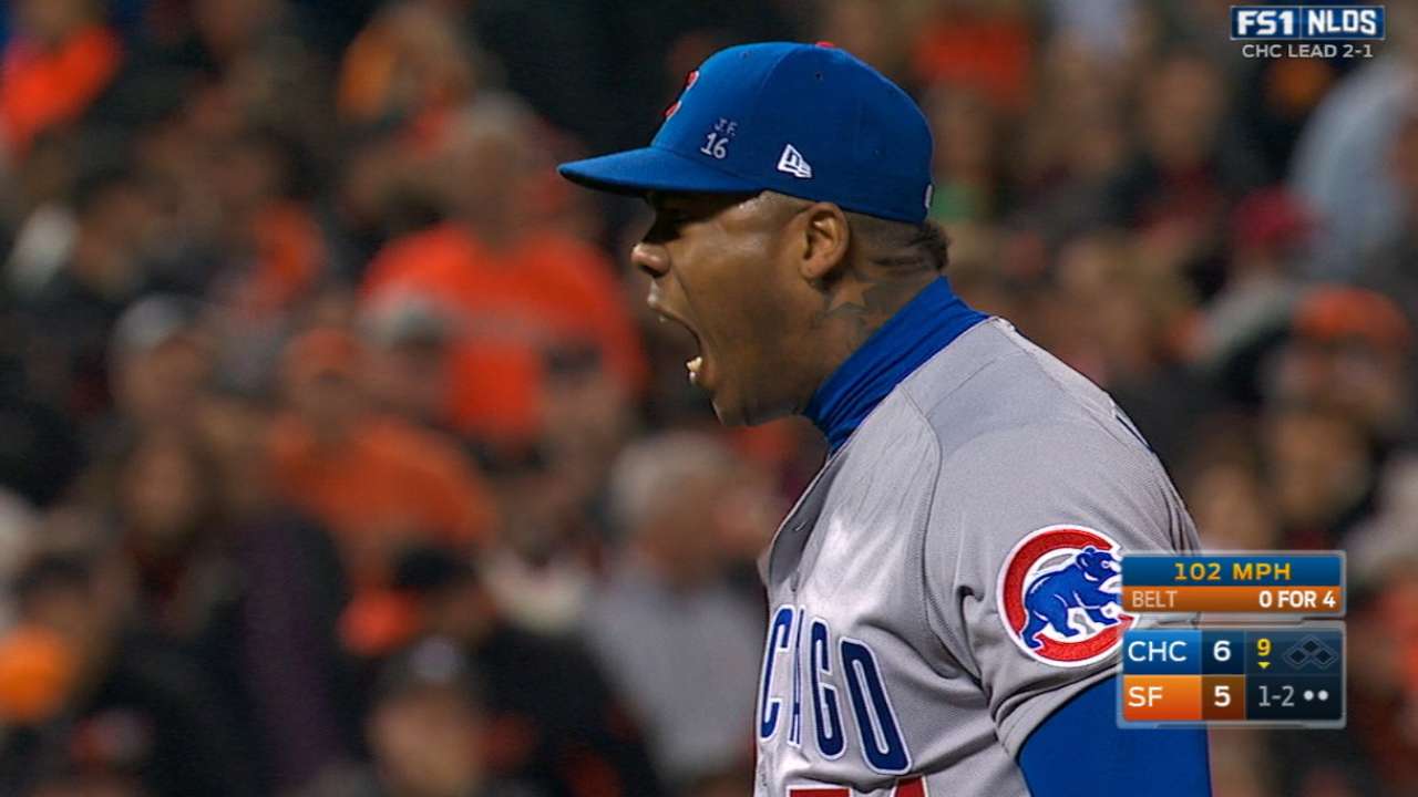 Chapman fans three to earn save