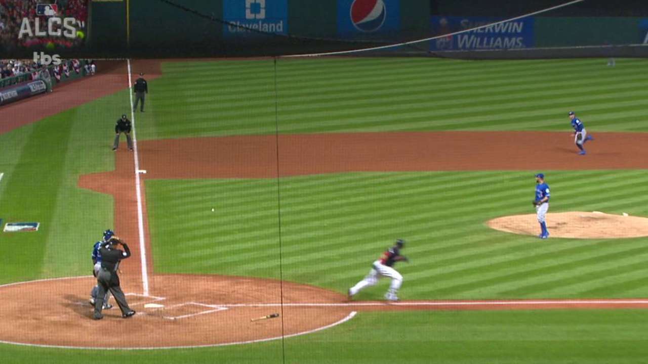 Santana bunts against the shift
