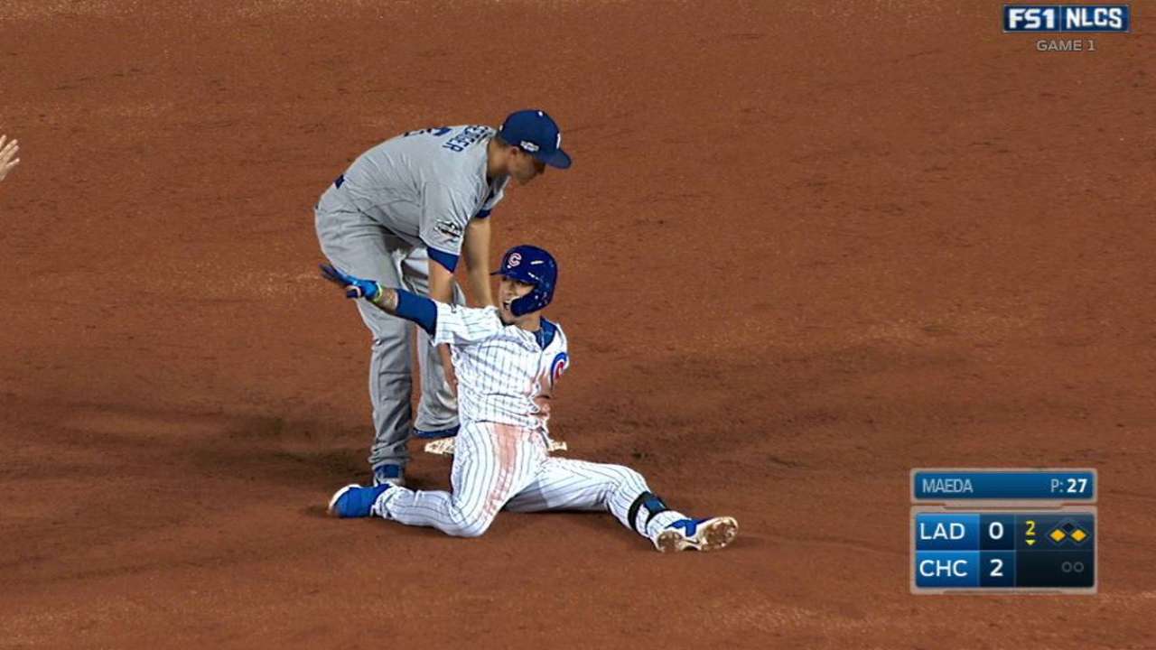 Baez bloops an RBI double