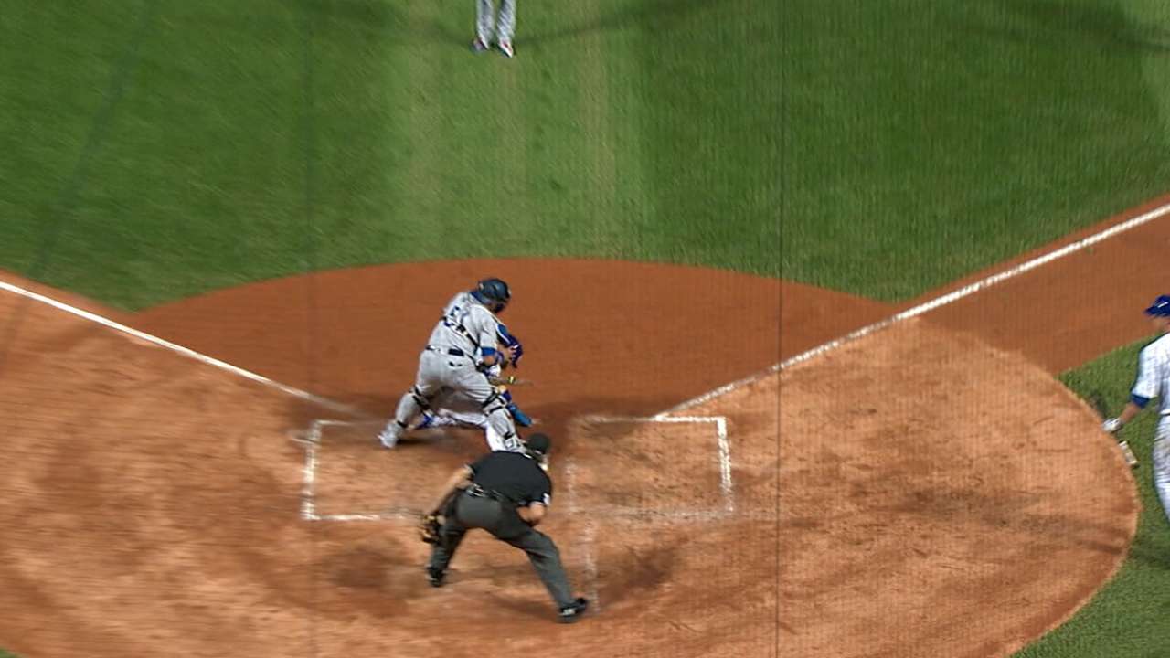 Baez on steal of home